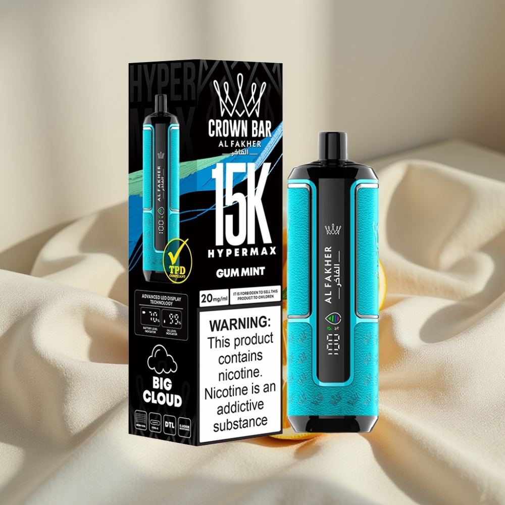 Al Fakher Crown Bar 15K Hypermax Disposable Kit 22ml 6mg Gum Mentă
