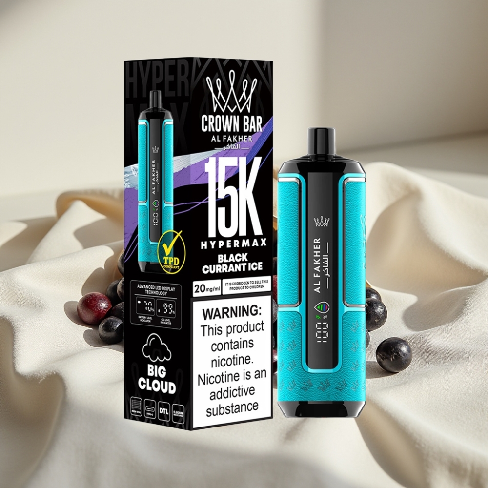 Al Fakher Crown Bar 15K Hypermax Disposable Kit Coacăz Negru Gheață 22ml 600mAh