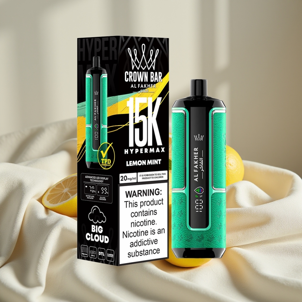 Al Fakher Crown Bar 15K Hypermax Disposable Kit Lămâiță Mentă 22ml 6mg