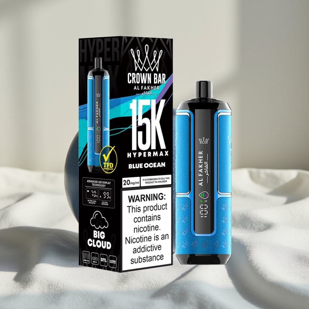 Al Fakher Crown Bar 15K Hypermax Disposable Vape Kit Oceanul Albastru 22ml 600mAh