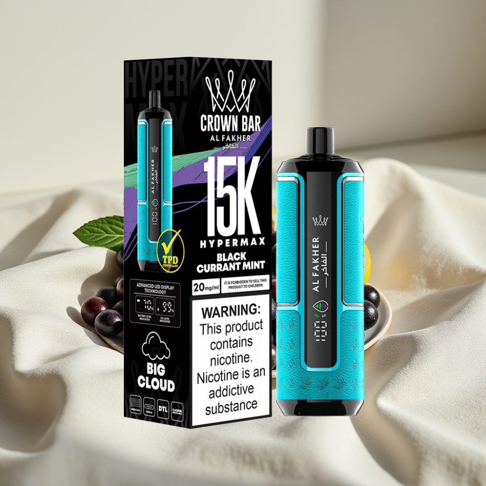 Al Fakher Crown Bar 15K Hypermax Dispozabil 22ml 6mg Coacăz Menta