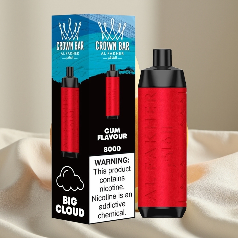 Al Fakher Crown Bar 8000 Crystal Disposable Vape Aromă Gumă, 18ml, 5mg, 0.6ohm