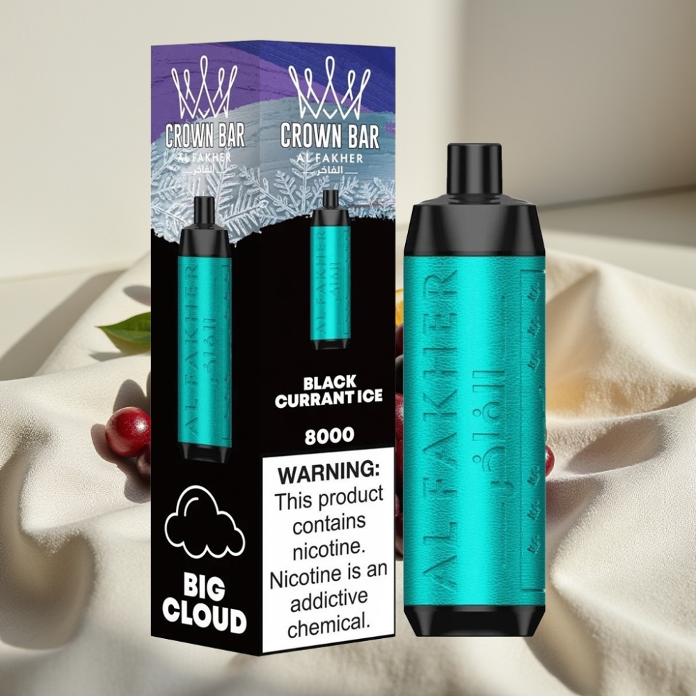 Al Fakher Crown Bar 8000 Crystal Disposable Vape Coacăz Negru Gheață 18ml 5mg 0.6ohm
