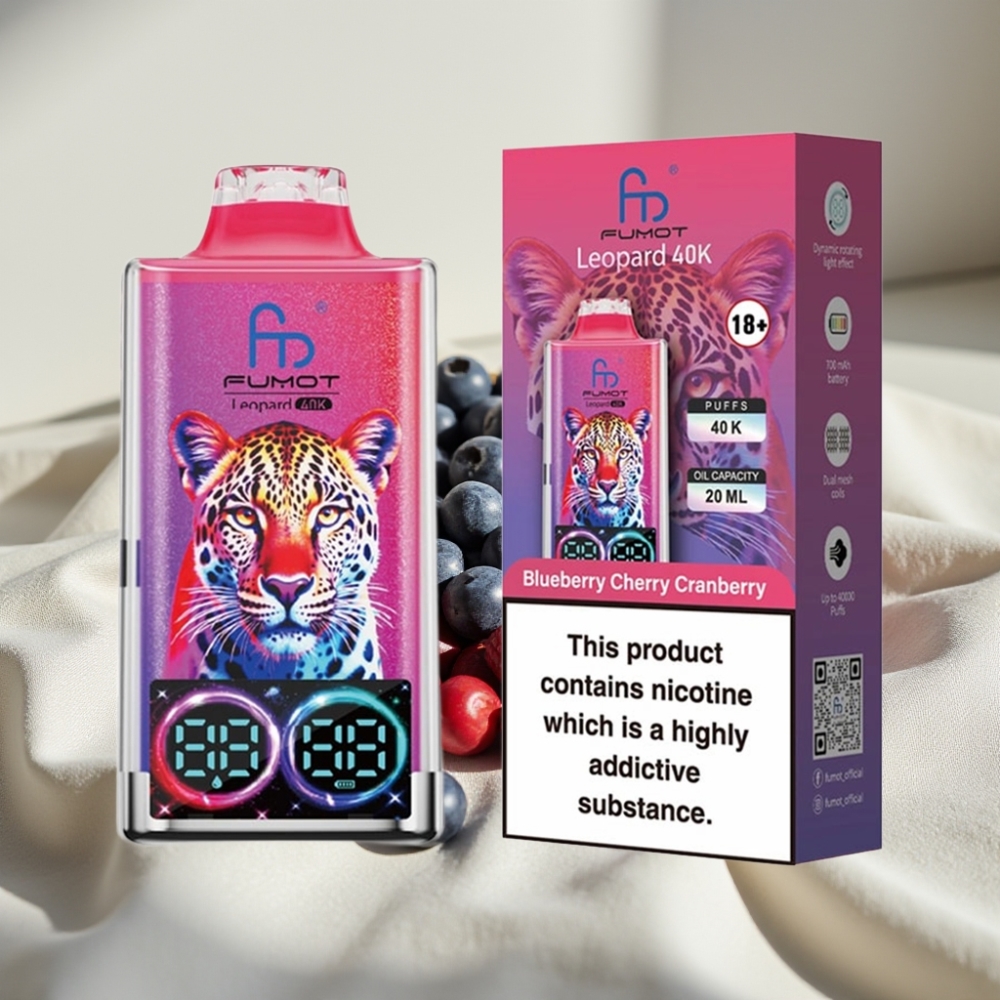 Fumot Leopard 40K Puffs Dual Mesh Afine Cireșe Coacăze