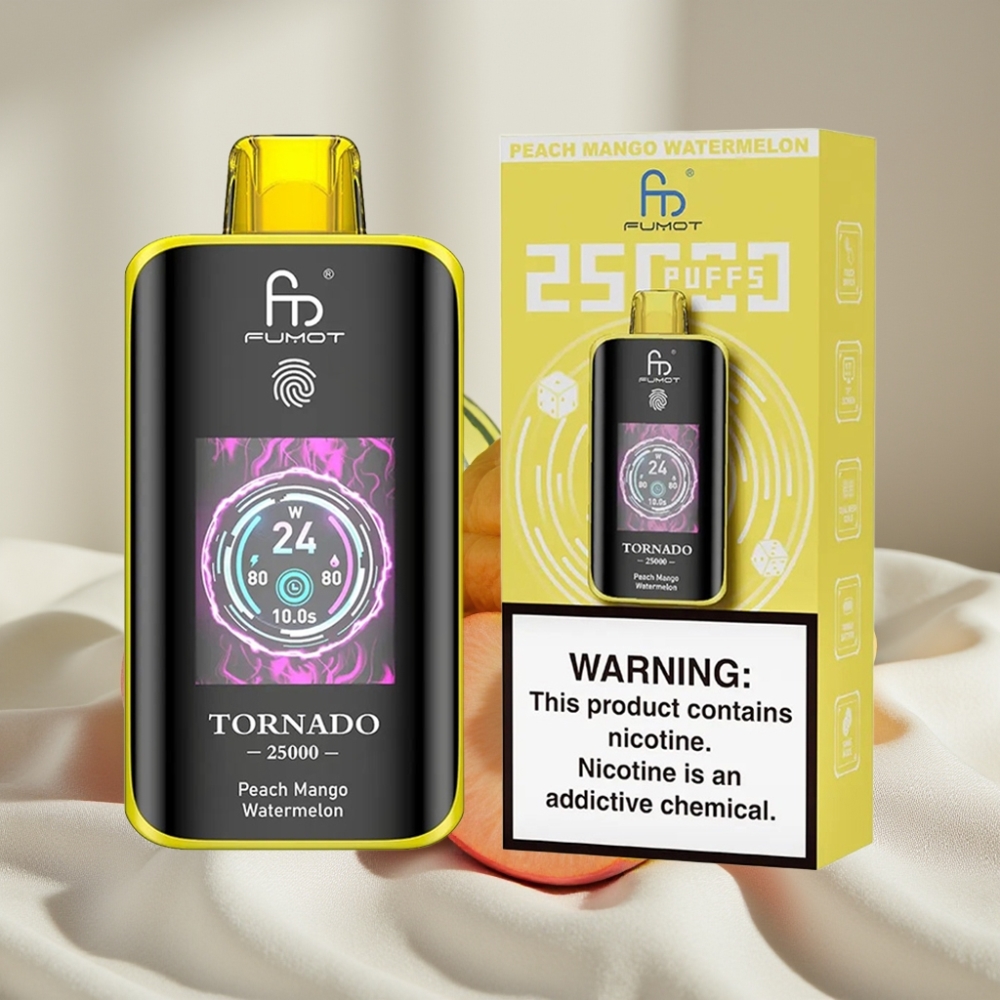 Fumot Tornado 25000 Puffs Ecigaretă cu 20ml și 5% Nicotină, Apeleșin Mango Pepene