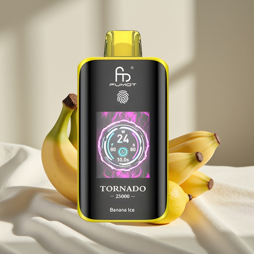Fumot Tornado 25000 Pufuri Banana Gheață Ecran HD 20ml