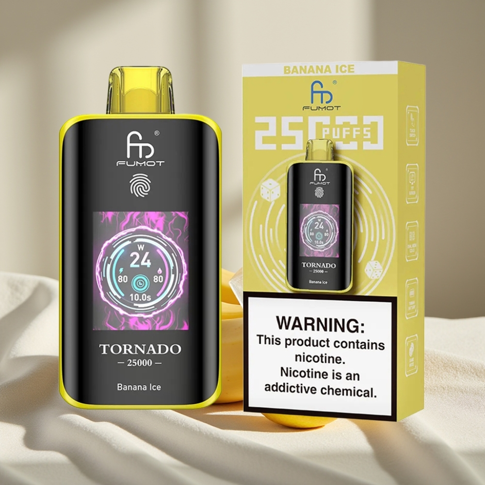 Fumot Tornado 25000 Pufuri Banana Gheață Ecran HD 20ml