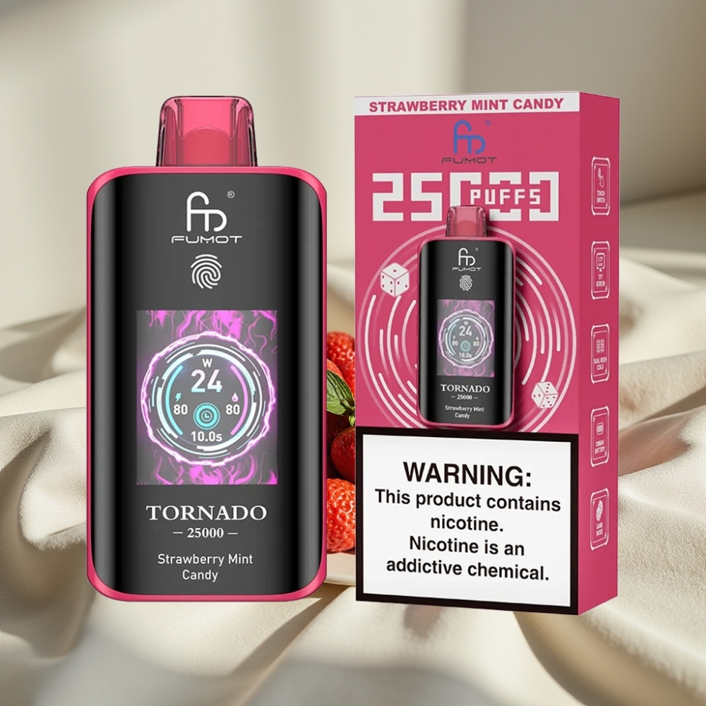Fumot Tornado 25000 Pufuri Ecran HD 20ml Capsa de Mentă cu Căpșuni