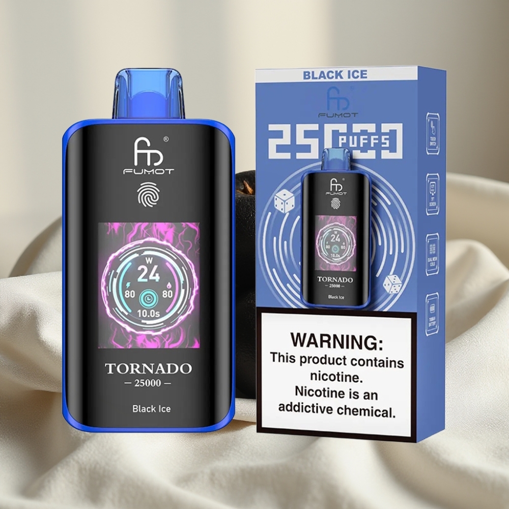 Fumot Tornado 25000 Pufuri Ecran HD 700mAh Gheață Neagră