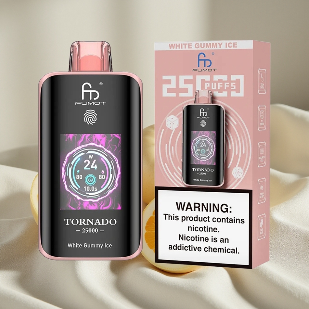 Fumot Tornado 25000 Pufuri Ecran HD White Gummy Ice