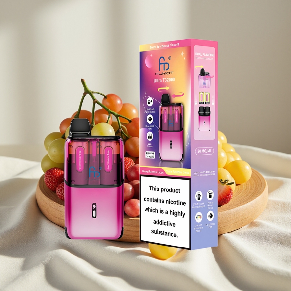 Fumot Ultra T32000 Pufări 32000 24ml Grape Rainbow Drops - Straw Rainbow Drops 20mg