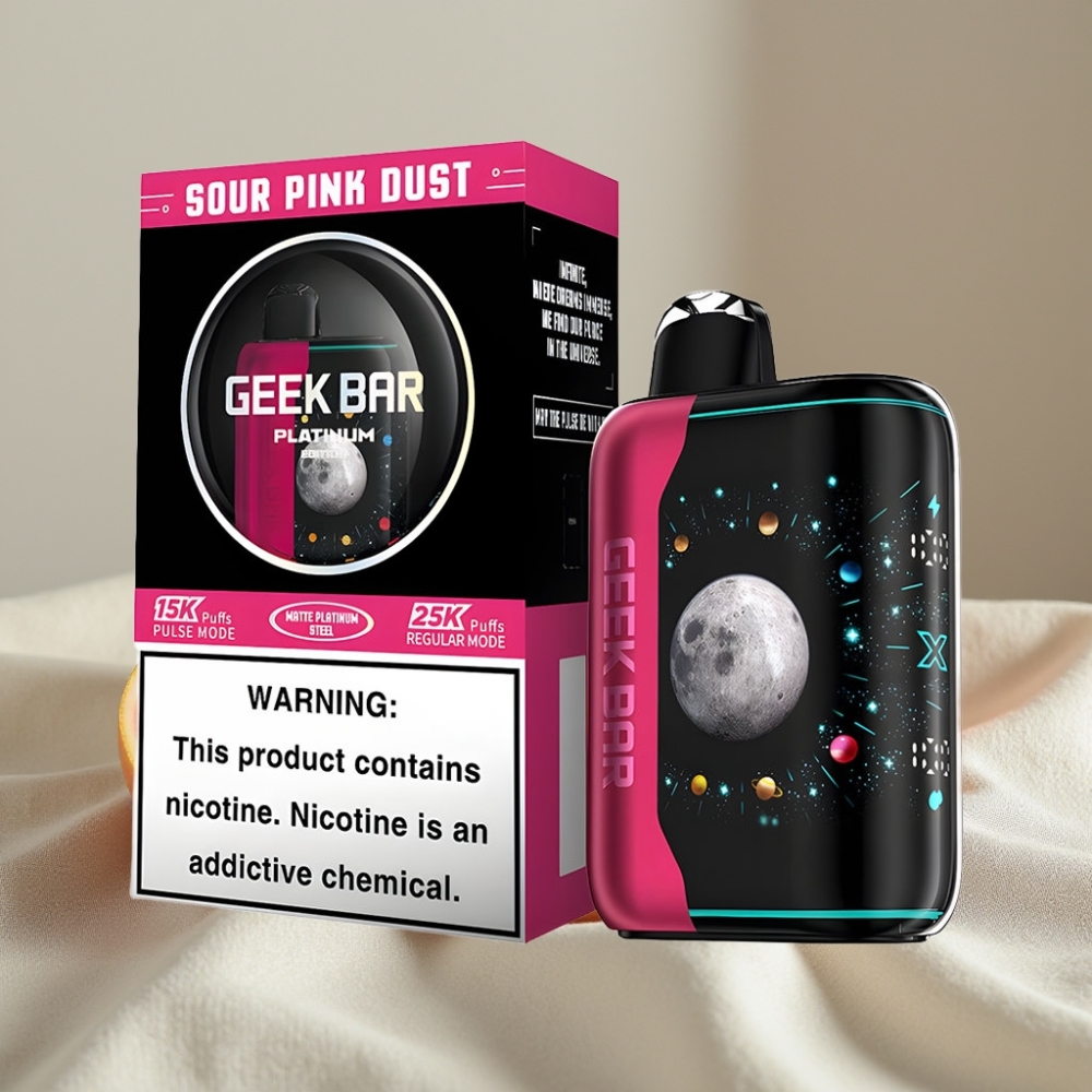 GEEK BAR Platinum Editie 25000 Pufuri Praf Roz Acru USB-C Ecran 3D