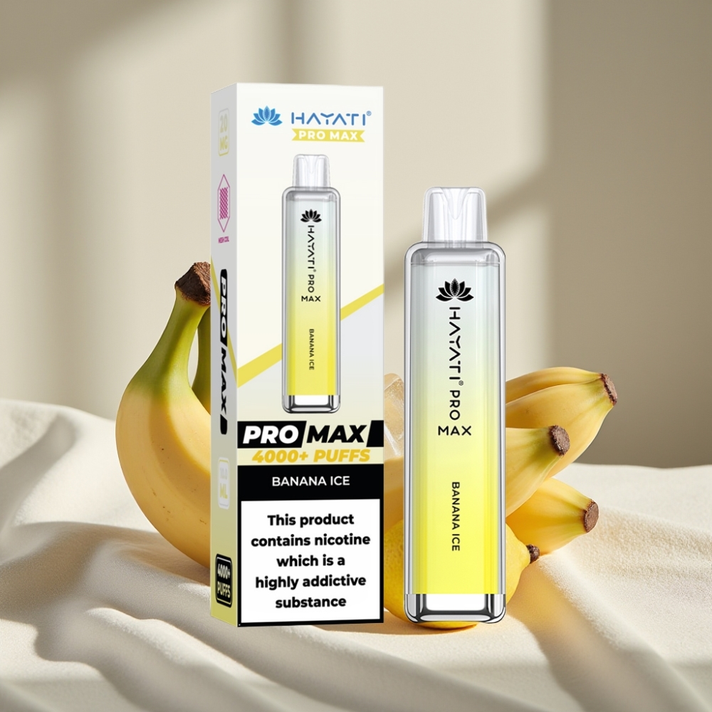 Hayati Pro Max 4000 Puffs Disposable Vape Banana Gheață Reîncărcabil LED