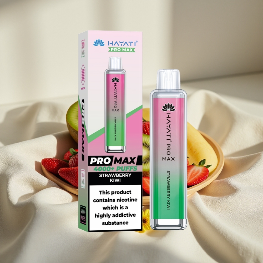 Hayati Pro Max 4000 Puffs Disposable Vape Capsuni Kiwi Reincarcabil 1400mAh LED