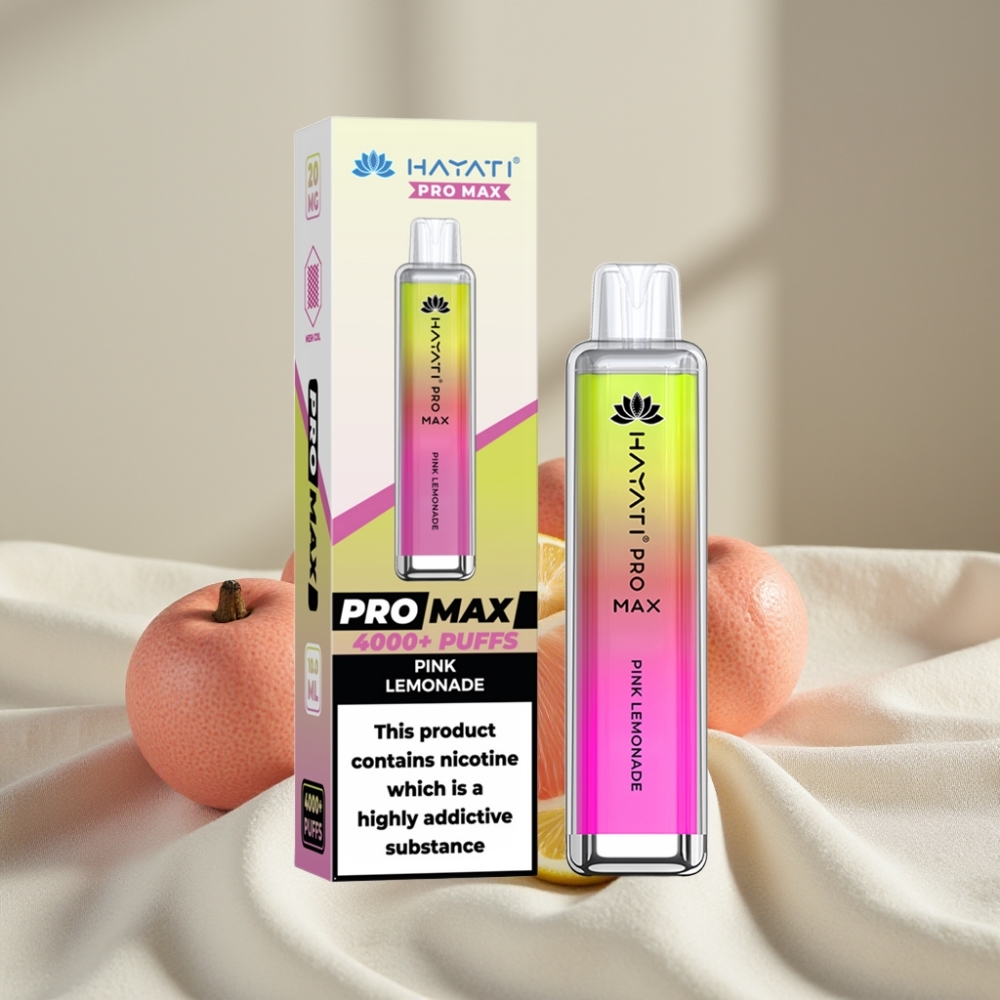 Hayati Pro Max 4000 Puffs Disposable Vape Limonadă Roz Reîncărcabil LED