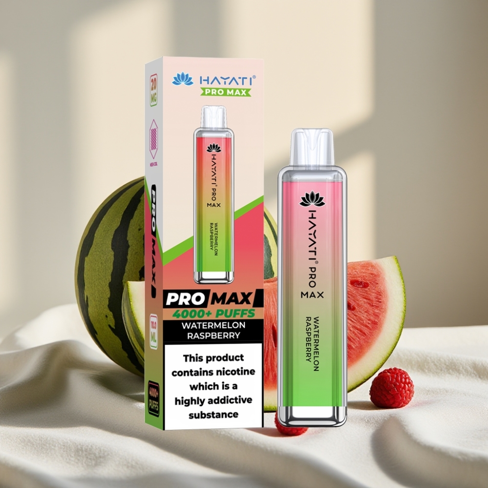 Hayati Pro Max 4000 Puffs Disposable Vape Pepene Zmeură Reîncărcabil LED 1400mAh