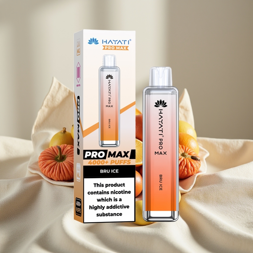Hayati Pro Max 4000 Puffs Vape Disposable Bru Gheață Reîncărcabil LED 1400mAh