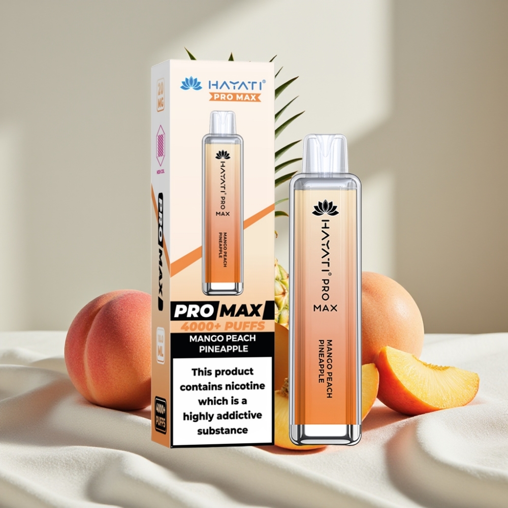 Hayati Pro Max 4000 Puffs Vape Disposable Mango Piersic Ananas Reincarcabil Baterie 1400mAh