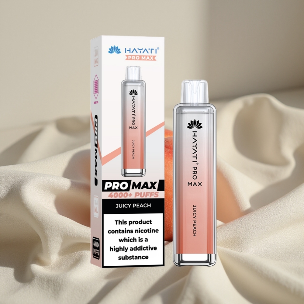 Hayati Pro Max 4000 Pufuri Disposable Vape Piersică Zemoasă Reîncărcabil LED 1400mAh