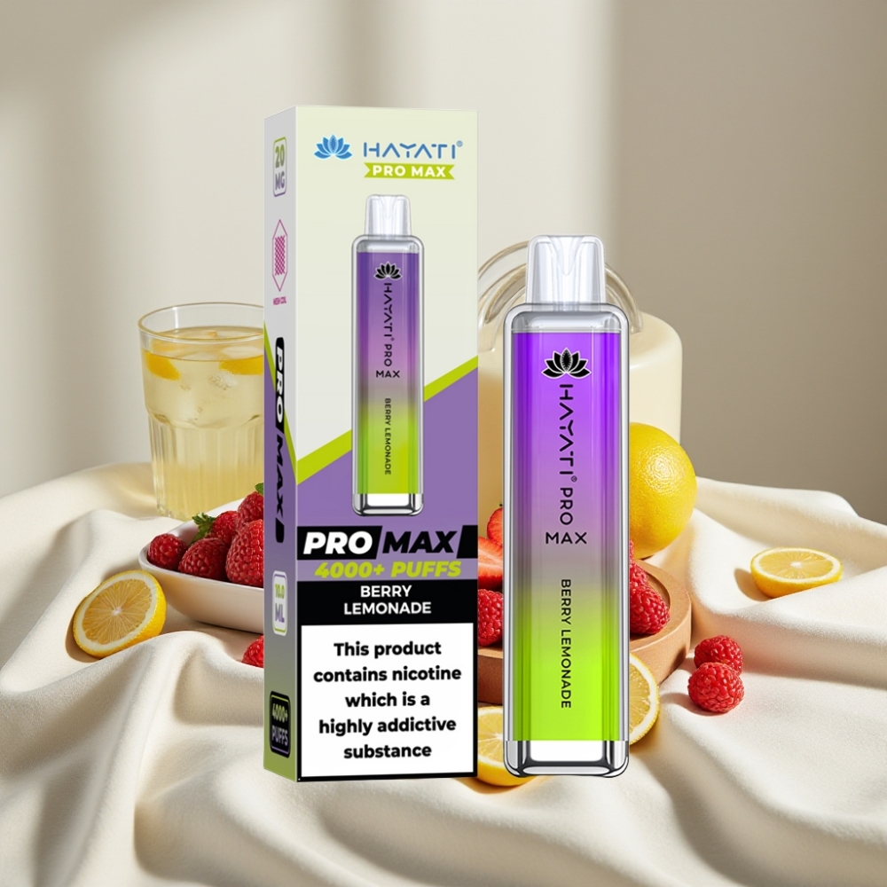 Hayati Pro Max 4000 Pufuri Reîncărcabil cu Aroma de Zmeură-Limonadă și LED