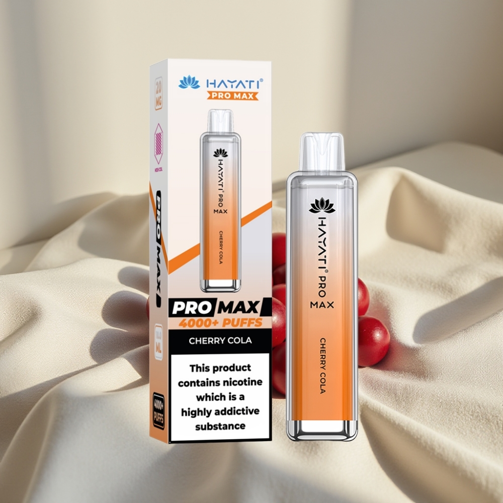 Hayati Pro Max 4000 Pufuri Vape Disposable Reîncărcabil cu Aroma de Cireș-Cola