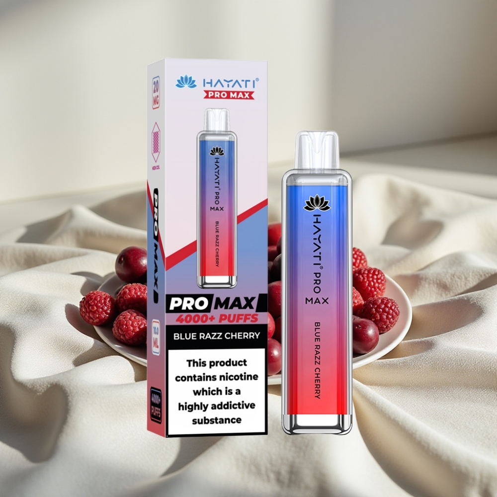 Hayati Pro Max 4000 Pufuri Vape Reîncărcabil cu Aromă de Cireșă Zmeură Albastră și LED